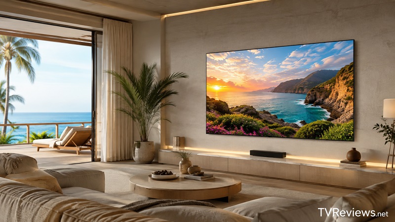 LG QNED84B in a living room