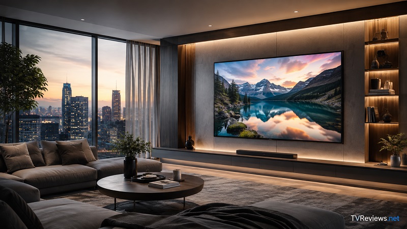 TCL QM7L in a living room
