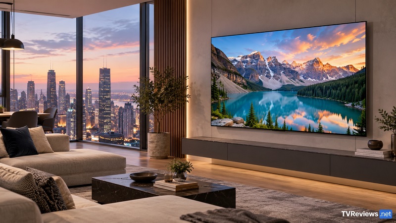 Hisense E7SF in a living room