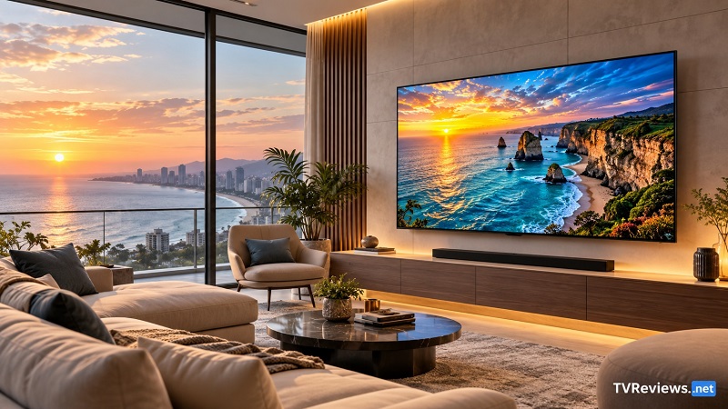 LG QNED75B in a living room